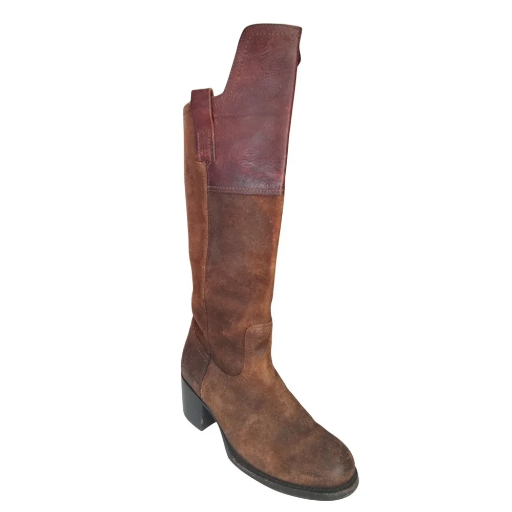 Frye Autumn Shield Tall Riding Boot Suede Brown Over The Knee 9.5 3475210-RDD